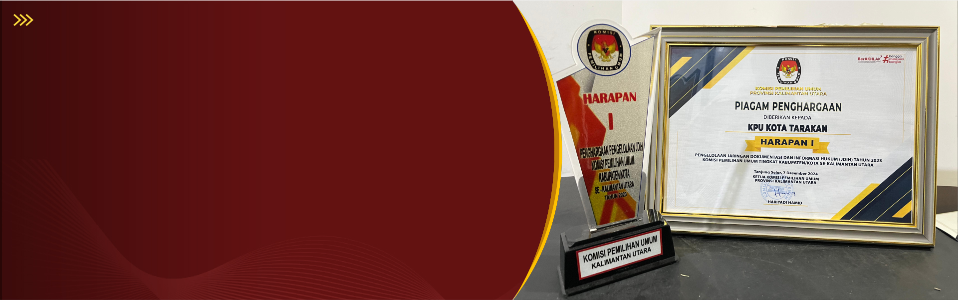 Penghargaan Atas Pengelolaan JDIH KPU Kota Tarakan